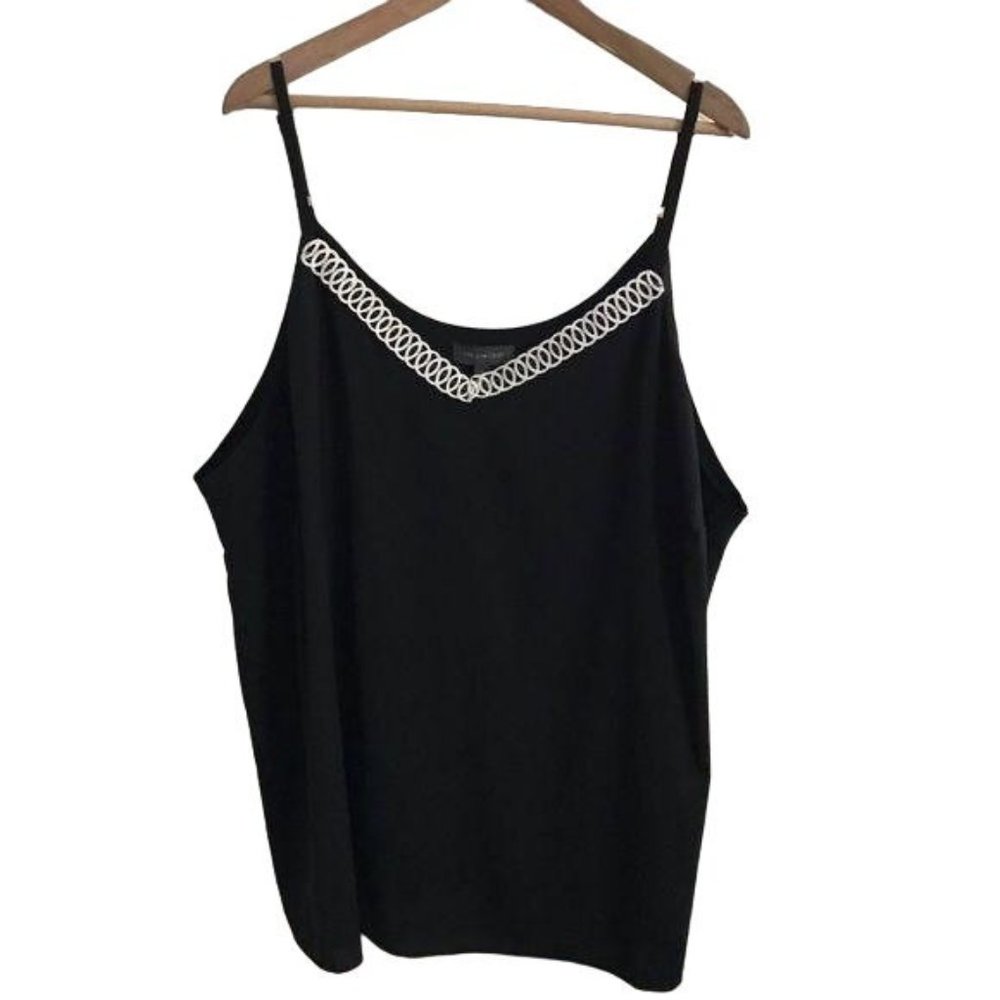 The Limited Black Camisole Dress Tank White Embroidery Sleeveless Size 2X NWT